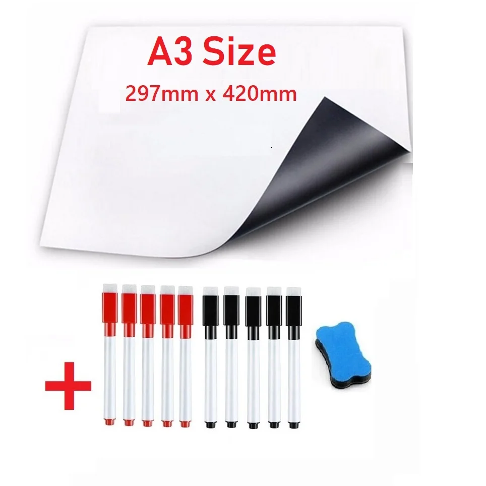 

A3 Size Erasable Magnetic Whiteboard Fridge Magnets Organised Reminder Message Boards To Do List Grocery Menu Marker Pen Eraser