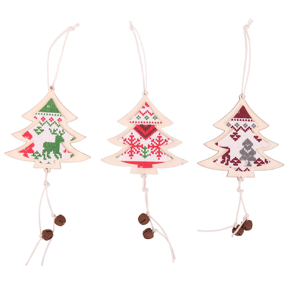 

Creative Wooden Patch Christmas Tree Pendants DIY New Year Party Decoration Baubles Xmas Tree Hanging Ornaments AF009
