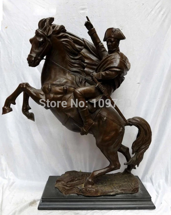 

003110 27" China Art carved copper bronze Marble horse Napoleon Sculpture Statue