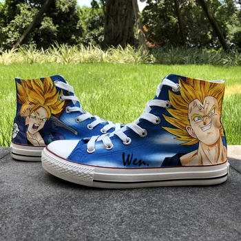 

Wen Anime Design Custom Hand Painted Shoes Dragon Ball Majin Vegeta Trunks High Top Men Women's Canvas Sneakers