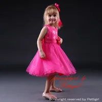 New Design Little Girl Thanksgiving Dress Pink Flower Sashed Chiffon Children Formal Outfit GD80905-14