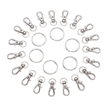 

pandagall Alloy Swivel Lobster Claw Clasps for bracelets ,Swivel Snap Hook and Iron Split Key Rings, Platinum F80
