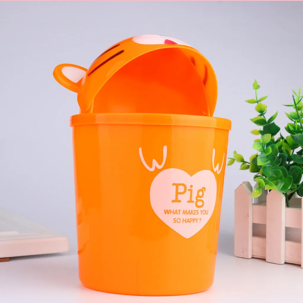 Cute Trumpet Desktops Mini Creative Covered Kitchen Livingroom Trash Can