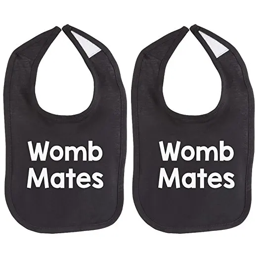 YSCULBUTOL 3 цвета Womb Mates двойной набор унисекс новорожденных Мягкие хлопковые нагрудники - Цвет: womb mates black