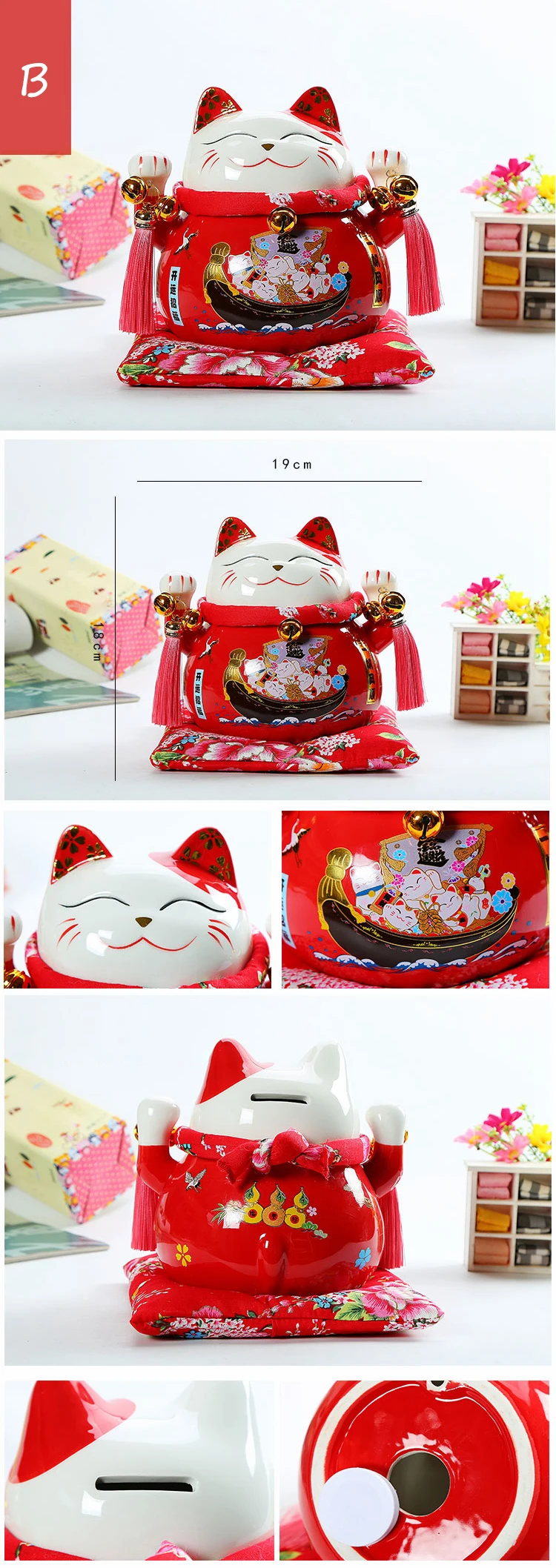 7 дюймов Maneki-Neko керамические китайские счастливые кошки манящие Фортуны кошки статуэтки счастливый Шарм копилка украшения дома