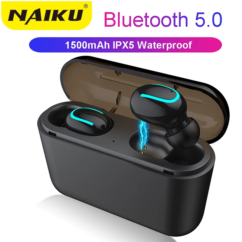 Беспроводные bluetooth-наушники NAIKU TWS 5,0, стерео наушники-вкладыши, беспроводные наушники с зарядным устройством 1500 мА/ч, внешний аккумулятор