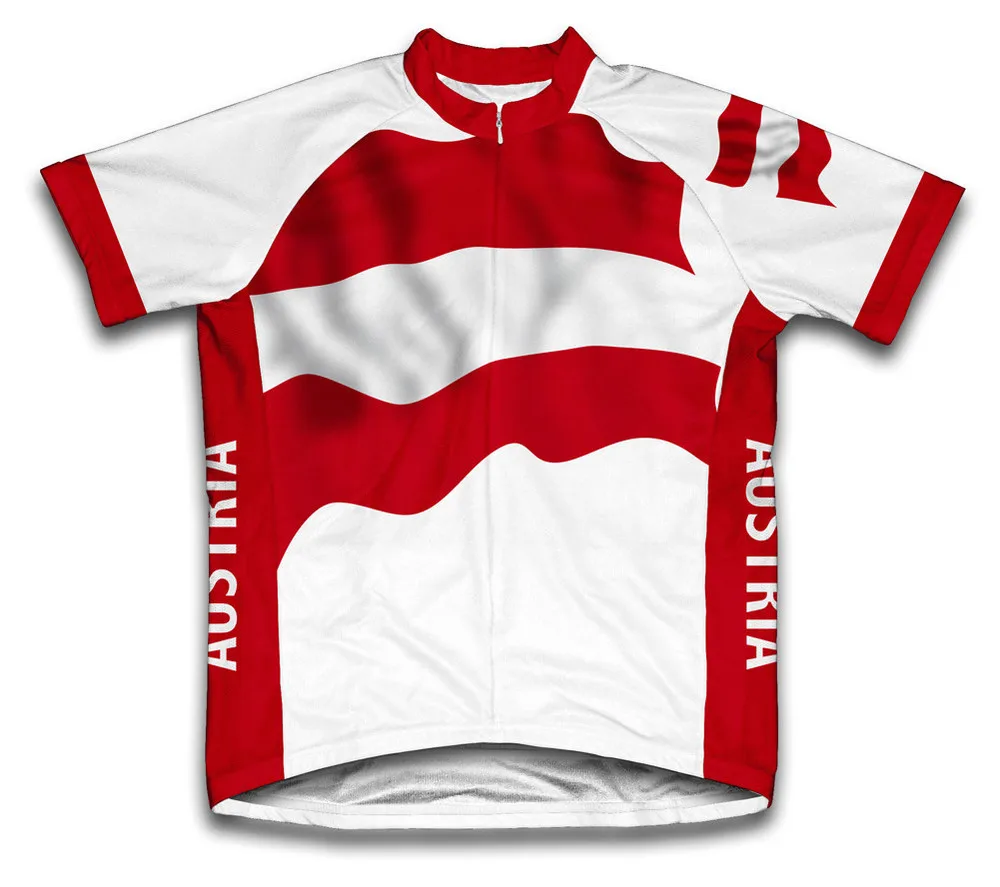 Austria Flag Австрия Велоспорт Джерси дышащий короткий рукав Джерси Ropa Ciclismo велосипед одежда Джерси Красный - Цвет: Austria Flag