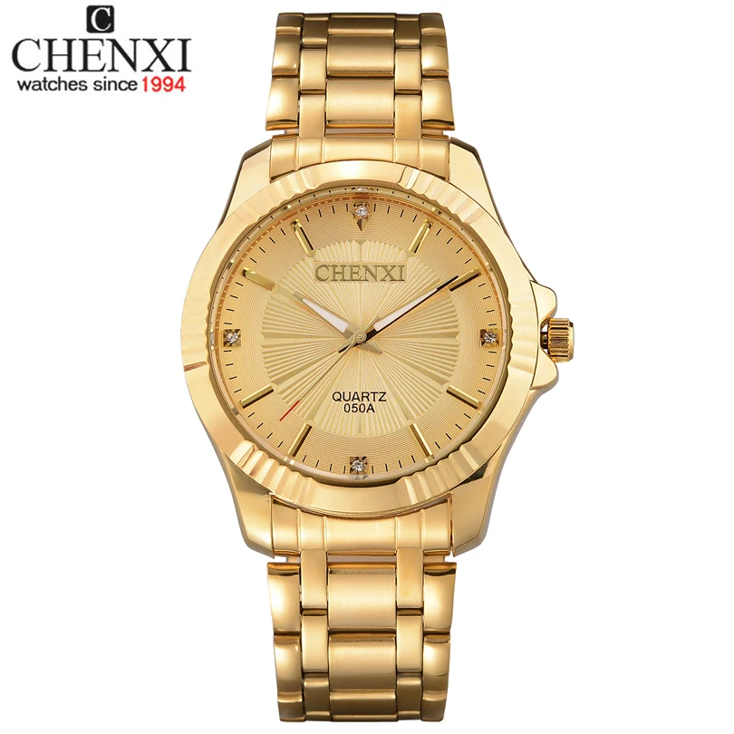Top Quality Clock Fashion Men Luxury CHENXI Brand Gold Stainless Steel Quartz Watch Wrist Watches Wholesale