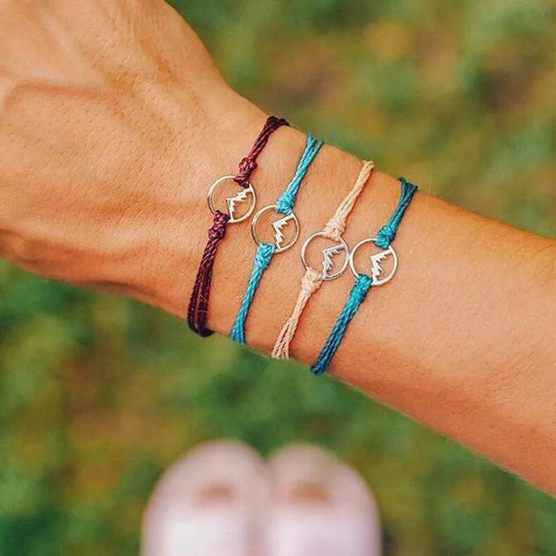 

Ubuhle Fashion Colorful Rope Chain Bracelets Geometric Circle Hollow Mountain Bracelets for Women Party Jewelry Couple Bracelet