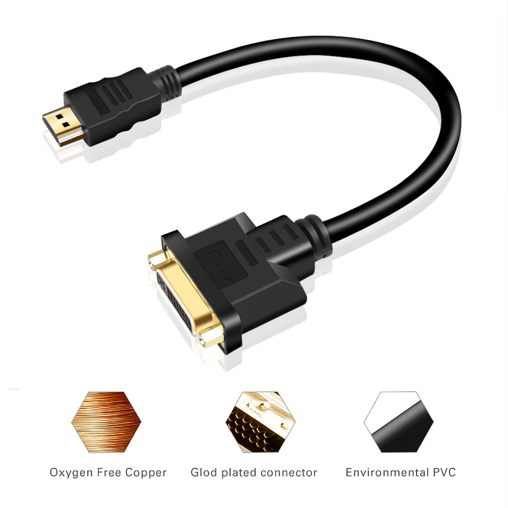 Kebidu Новый адаптер HDMI штекер DVI 24 + 5 гнездовой преобразователь в для кабеля с