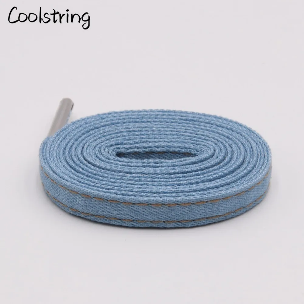 Coolstring 8mm Premium Flat Denim Shoelaces Metal Aglet Classic Laces Customize Your Kicks Blue Black Shoestrings For Sneakers