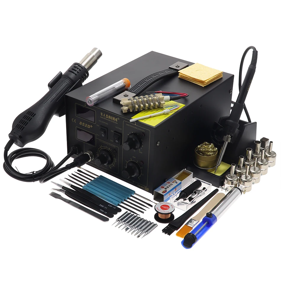US $95.89 SAIKE 852D 852D 2 in 1 SMD rework station hot air gun soldering station soldering station 220V 110V