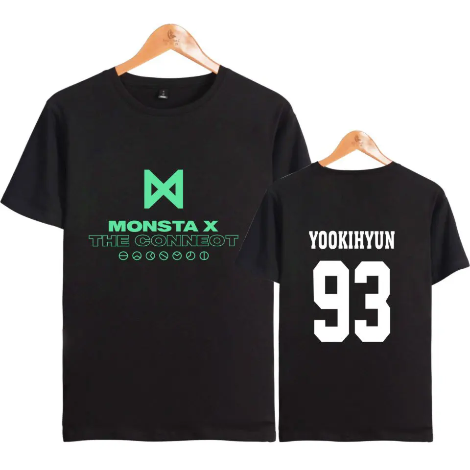 VAGROVSY KPOP MONSTA X Футболка женская мужская последний альбом фанатов поддержка Футболка хлопок с коротким рукавом топы MONSTA X THE CONNEOT футболка