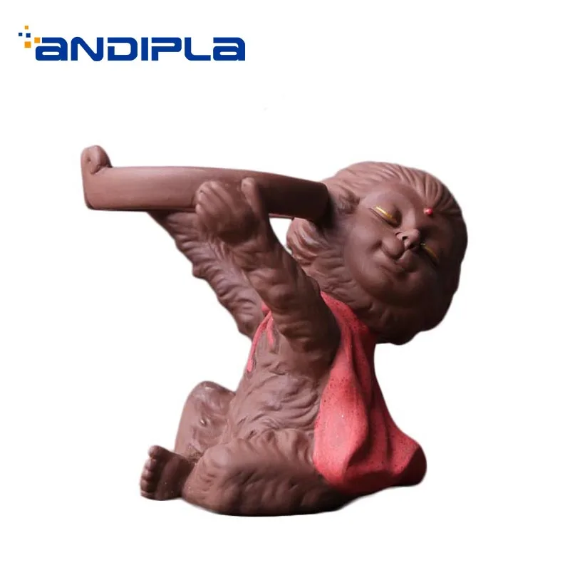 

Art Tea Pet Natural Purple Clay Monkey Statue Tea Pen Tray / Chinese Kung Fu Tea Set Accessories Boutique Decoration Crafts Gift