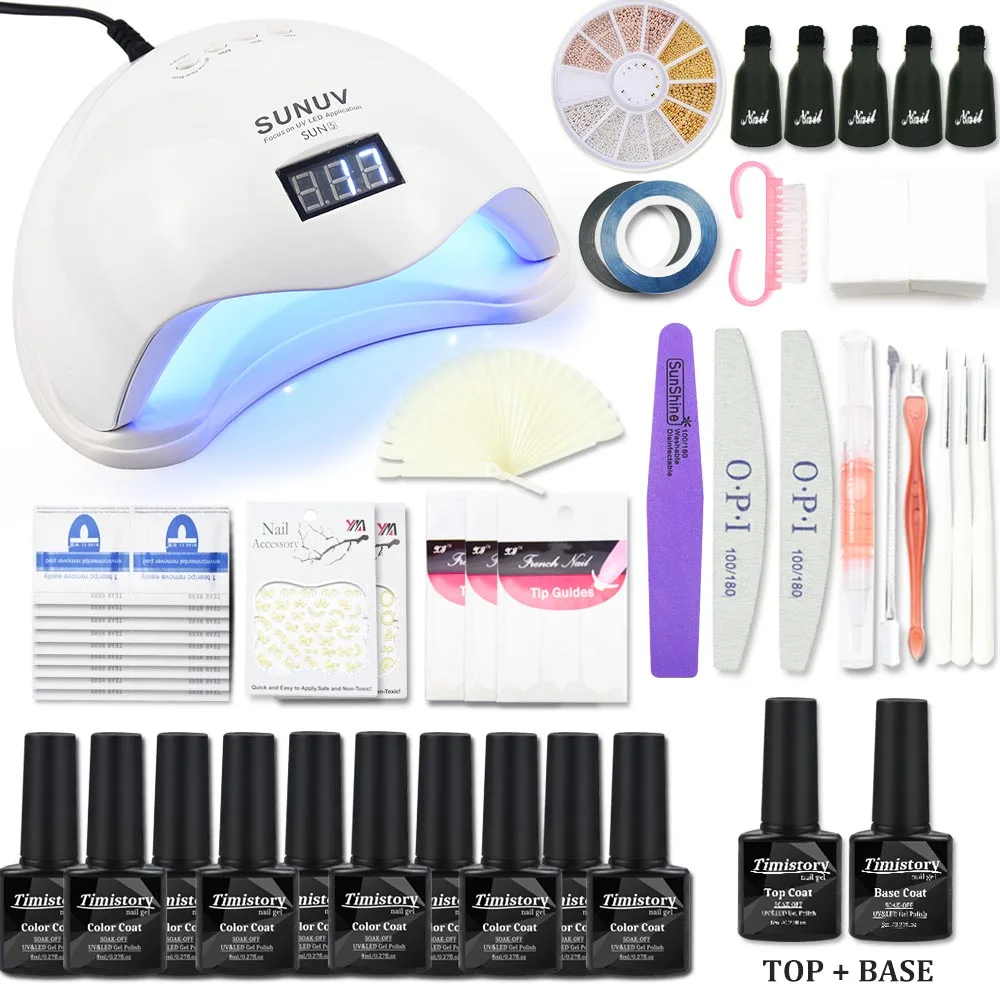 

Nail Set Gel Nail Polish Kit 48W UV LED Lamp Dryer With Soak Off UV Gel Varnish Polish Nail Set Kit Manicure For Nail Art Tools