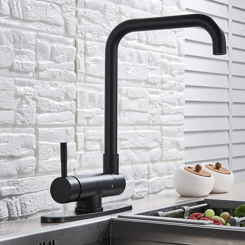 Brushed Gold /Black Kitchen Faucet Deck Kitchen Sinks Faucet High Arch 360 Degree Swivel Cold Hot Mixer Water Tap