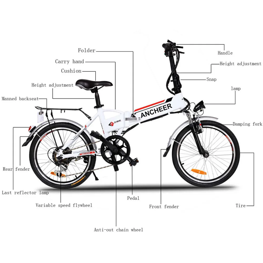 Качественный складной велосипед EBike 20 дюймов 7 скоростей алюминиевый сплав