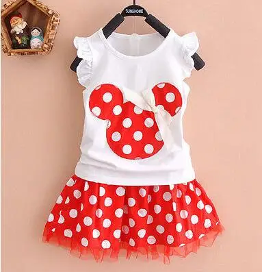 Baby girl clothing sets summer shirt +lace skirt c...