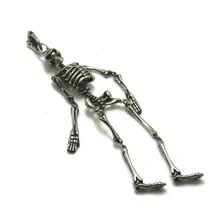 Крутой череп длинный кулон из нержавеющей стали 316L Серебряный подарок для друга лучший