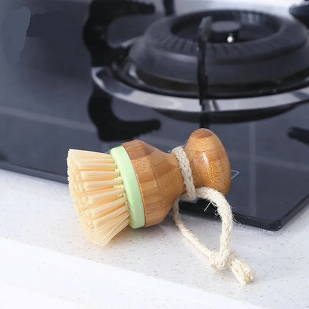 Wooden Dish Brush Cleaning Kitchen Non stick Skillet Brush Oil