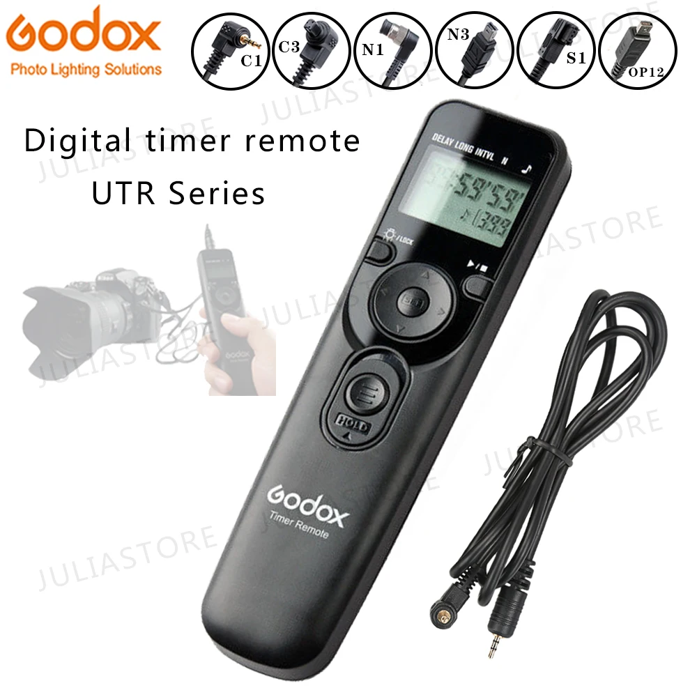 

GODOX Shutter Digital Timer Remote Control Release Replaceable Cable Shutter UTR-C1/C3/N1/N3/S1 for Canon Nikon Sony