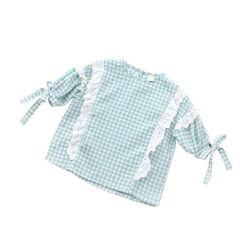 

2019 New Girl T-shirt Girls Lace Shirt Children Clothing Tops Kids Plaid T-shirt Summer Cotton Tees Shirt 110-160cm
