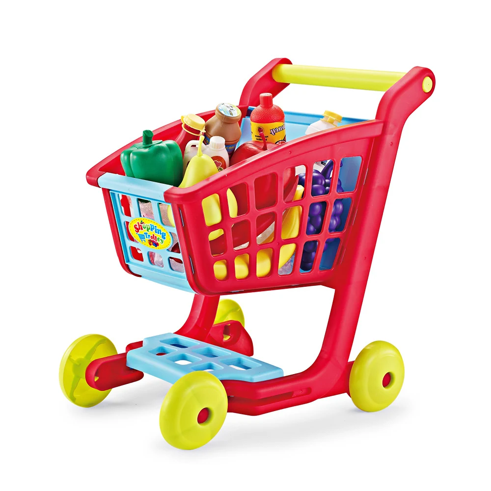 Simulate Supermarket Shopping Cart Trolley Pretend Play Toys Set Mini