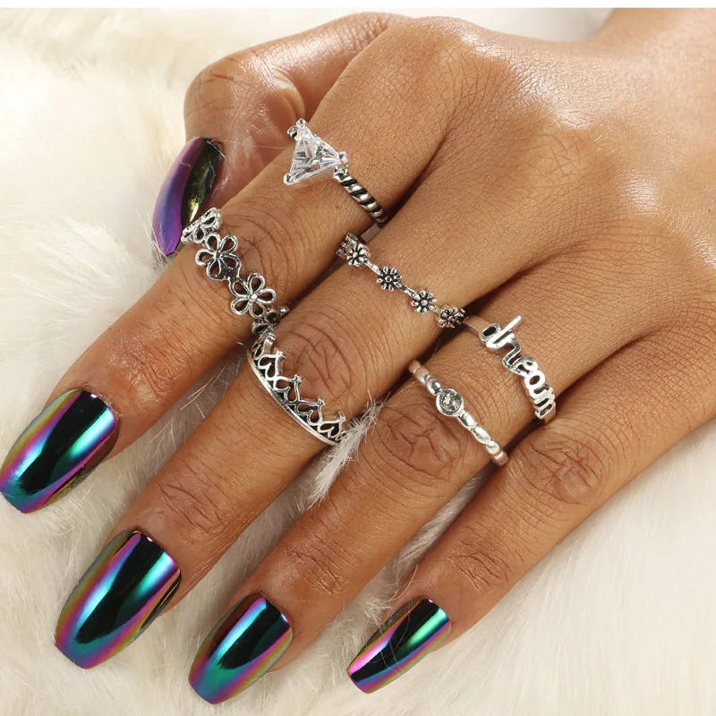 

Boho OM Yoga Finger Midi Knuckle Ring Sets Elephant Flower Tortoise Shell Summer Bijoux Femme Gifts