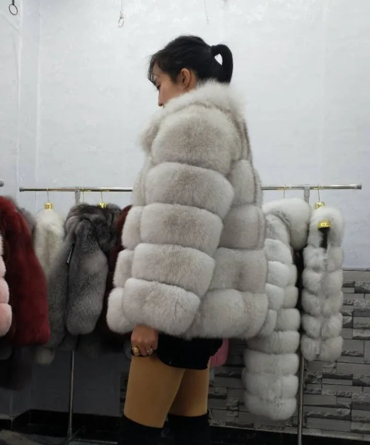 YINFEI натуральный Лисий мех пальто женщина натуральный мех пальто для женщин с капюшоном натуральная Меховая куртка 5XL
