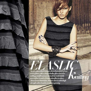 

Elegant black and gray knitted dress shirt spring and summer high-elastic fabric fabrics wholesale high quality cloth