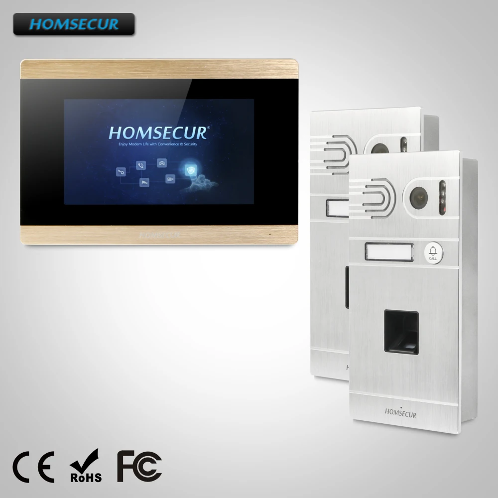 HOMSECUR 7\ Video Door Entry Phone Call System+Fingerprint Camera for Apartment BC061-S + BM715-G