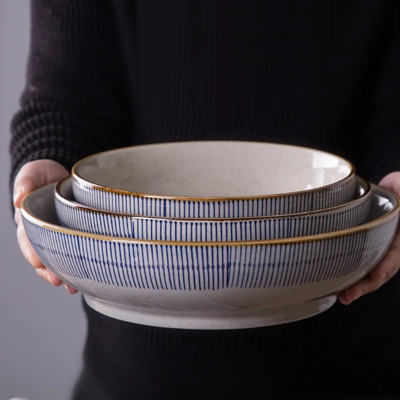 

Japanese Style 9/10/12 Inches Ceramic Soup Bowl Noodle Bowl Crayfish Boiled Fish Bowl Hotel Tableware Household Dinnerware