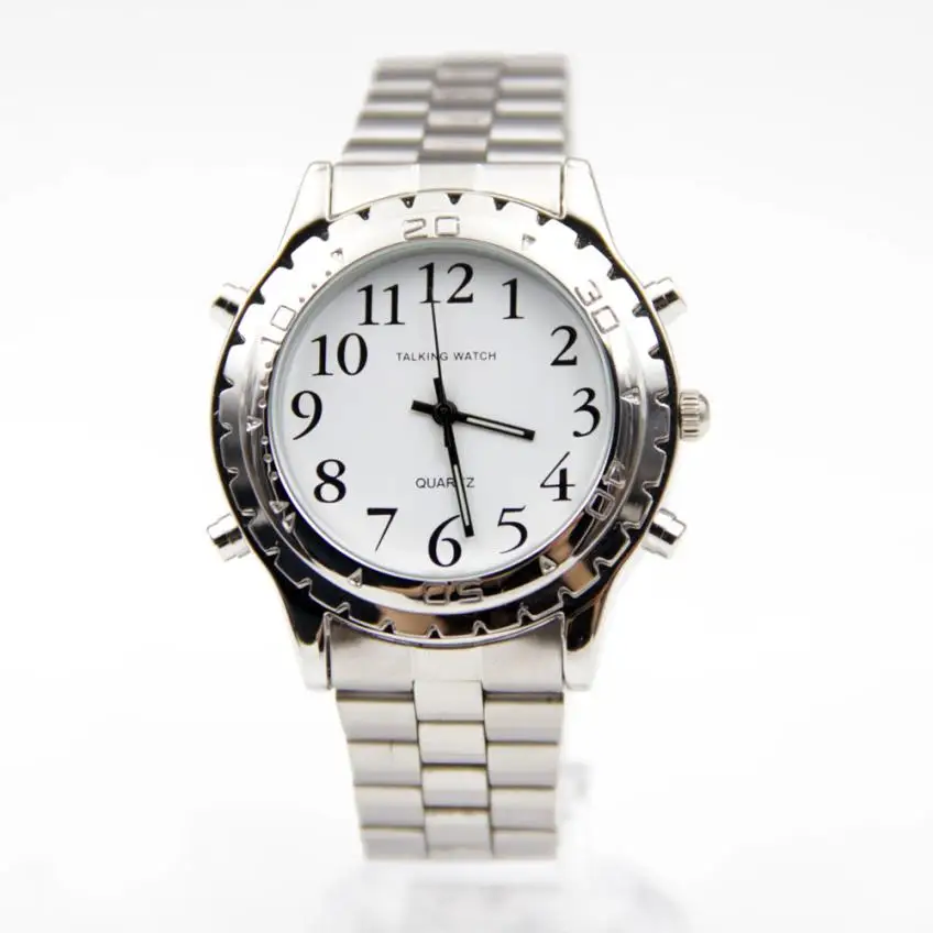 

English Talking Clocks Luxury Stainless Steel Band Watches with Good Application for Blind or Visually Impaired Watch Jun26