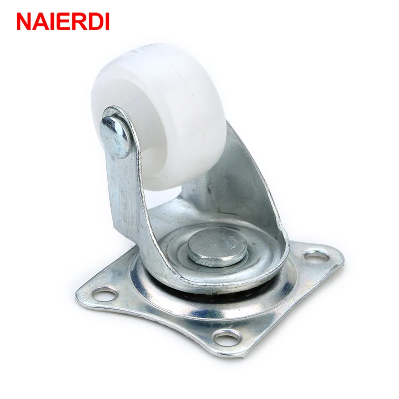 Roda resistente universal giratória 10kg, 4 unidades, naierdi, 1 ", roda de móveis castor branco pp, nylon duplo, roda de rolo para cadeira de carrinho plataforma-2