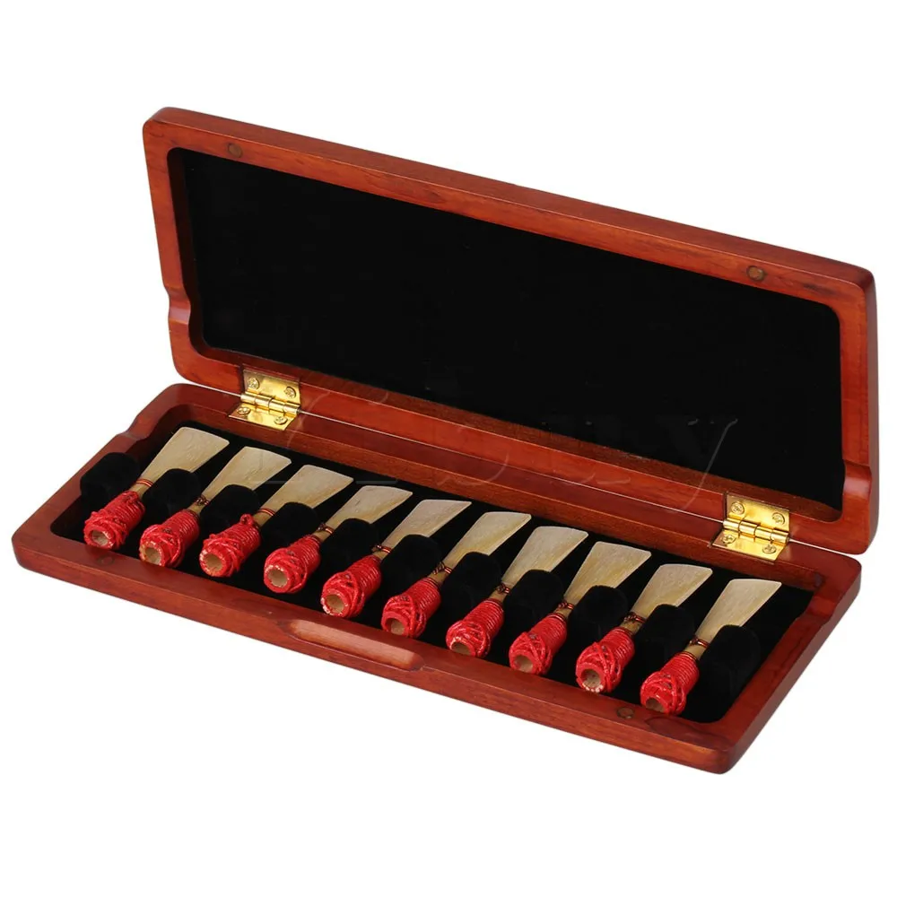 

Yibuy Beautiful Black Bassoon Reed Box for 10 Reed Hold Handmade Wooden Reed Box