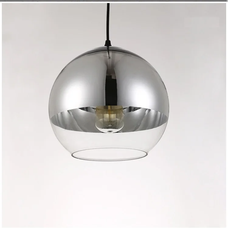 LuKLoy Современная подвесная светло-серебряная стеклянная шариковая Подвесная лампа для кухни, подвесной светильник для острова, прикроватные подвесные осветительные приборы для чердака