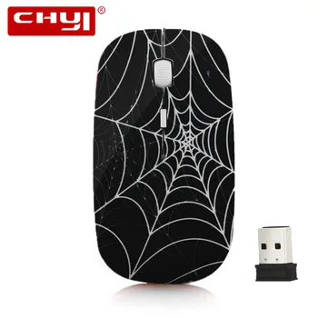 

CHYI Ultra Thin Wireless Mouse Computer Gaming Slim Mice Spider Web Design Mause 1600DPI Optical Mouse Sem Fio For Gamer Laptop