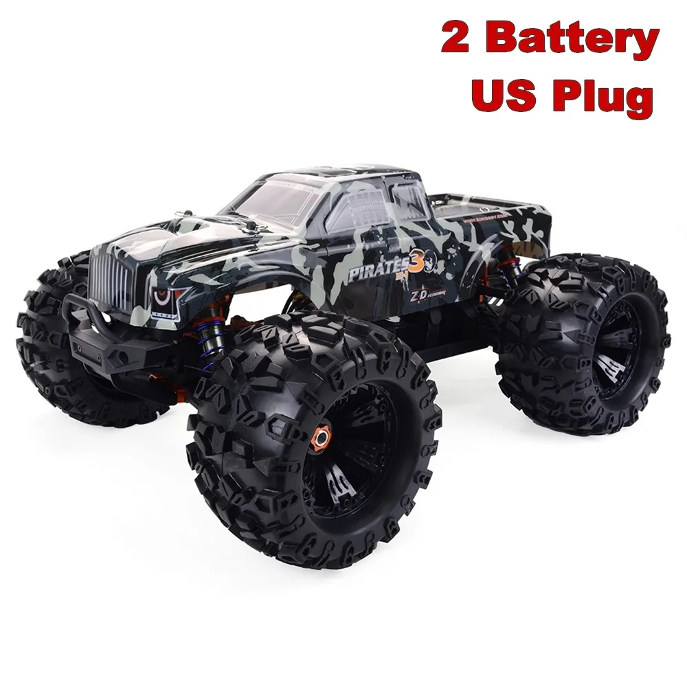 1/8 ZD гоночный MT8 пирата 3 RC Monster Truck автомобильных регулируемый амортизатор 4-Каналы 120A бесщеточный Водонепроницаемый ESC RC автомобиля РТР дистанционного управления - Цвет: 2 battery US Plug