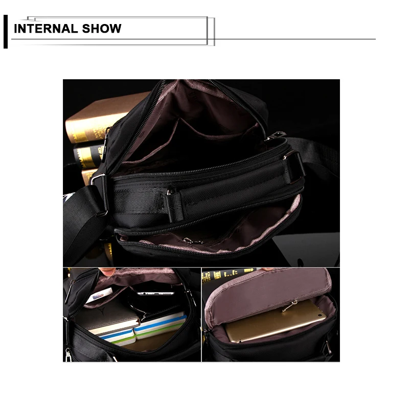 Bolsos de mensajero de oxford para hombre versátiles de negocios casuales de un solo hombro bolso de mano de diseño sólido resistente al agua Bolsos de mensajero de oxford para hombre versátiles de negocios casuales de un solo hombro bolso de mano de diseño sólido resistente al agua