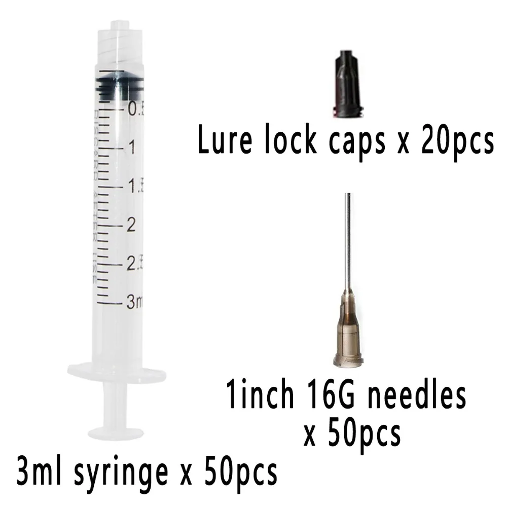 

(set of 50)Plastic Syringe 3ml with 1inch 16G Blunt Tip Needles For Lab and Industrial Dispensing Adhesives Glue Soldering Paste