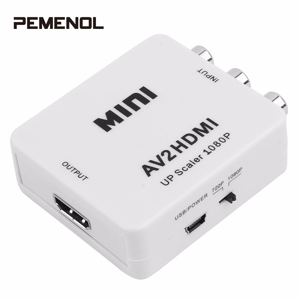 

New HDMI TO AV Scaler Adapter HD Video Converter Box HDMI To RCA/AV/CVSB L/R Video 1080 P HDMI2AV Support Wholesale Dropshipping