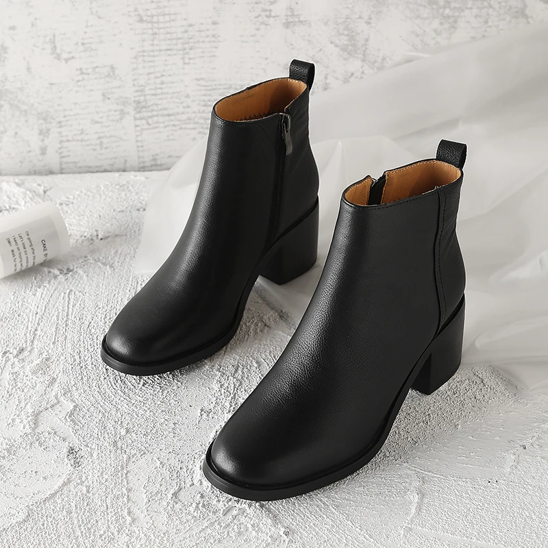 

Plus Size 34-40 Women's Chunky Heel Comfortable Autumn Ankle Boots Brand Designer Short Booties Elegant Female Footwear Shoes
