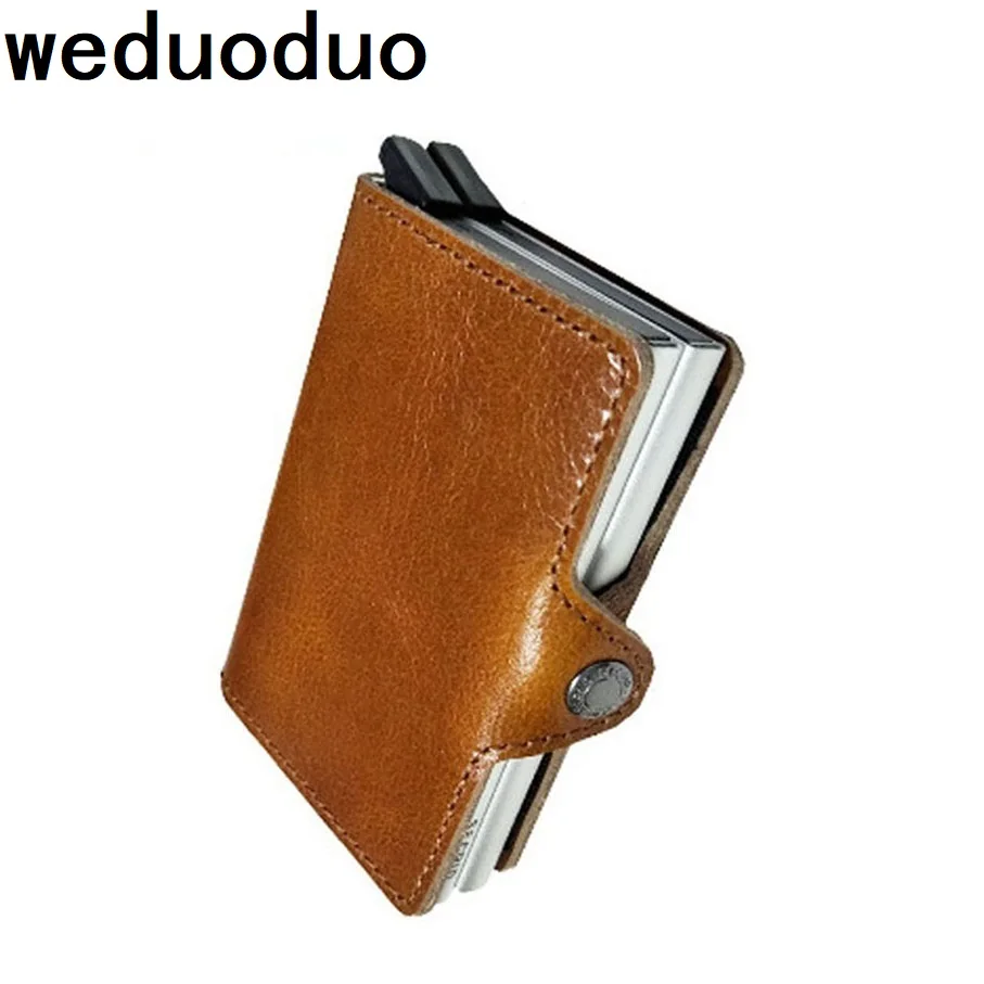 

weduoduo Men Business ID Card Holders Genuine Leather Credit Card Holder Bank Card Organizer Information Safe Card Case Gift