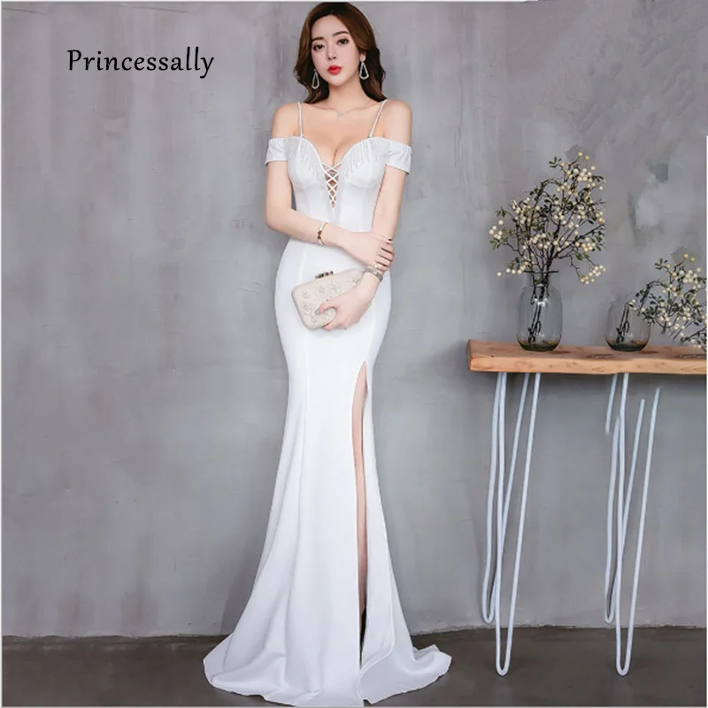 white high slit dress