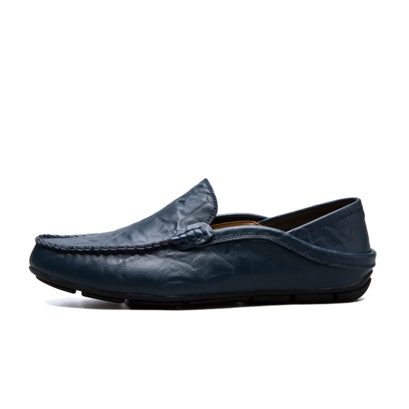 Классические удобные мужские повседневные туфли; Лоферы без шнуровки; Мужская обувь; обувь из спилка; мужские туфли на плоской подошве; Лидер продаж; мокасины; большие размеры - Цвет: Dark blue