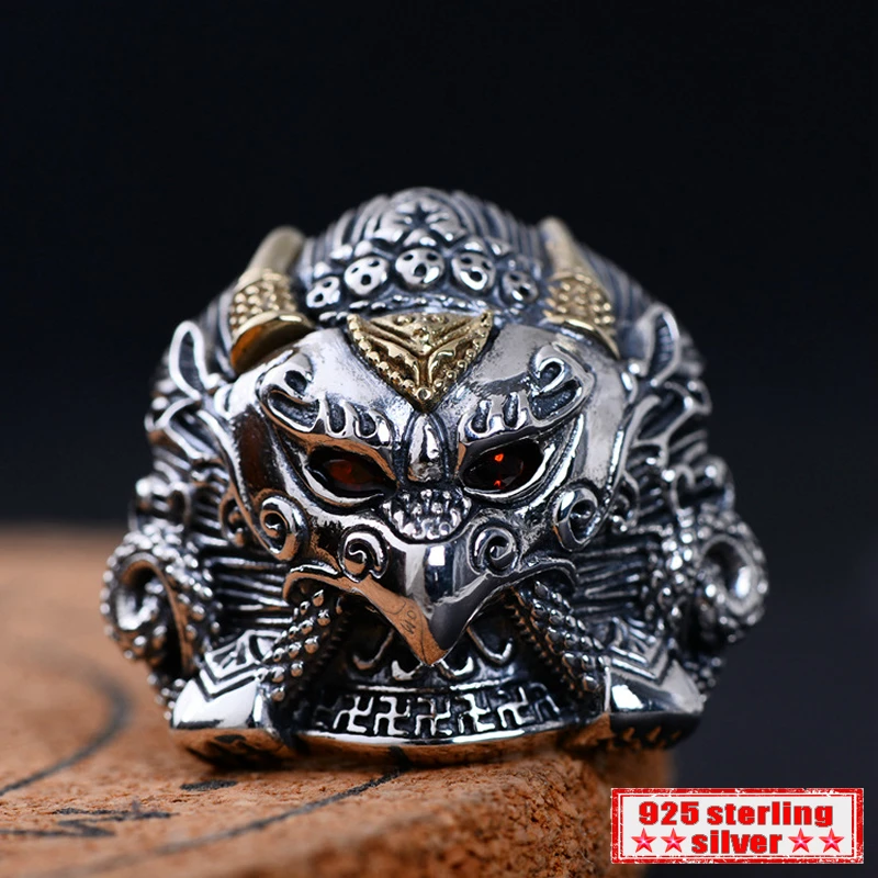 

S925 sterling silver open ring personality retro fashion simple patron god domineering style to send Trendy 2019 new hot gift