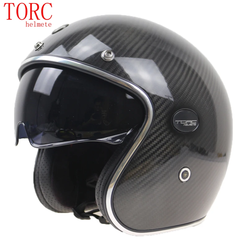 Кельвер углеродного волокна мотоциклетный шлем гривна 3/4 открытый шлем DOT ECE утвержденный велосипед casco