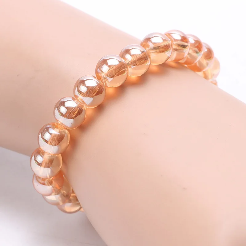 

Hot Charm Bracelet Golden Crystal Stone Bracelets Beads 6mm 8mm 10mm 12mm 14mm for Lovers Lucky Single lap Jewelry Accessories
