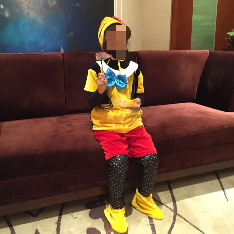 ; костюм для косплея «Приключения Пиноккио»; топ+ брюки+ нос+ шляпа+ бахилы