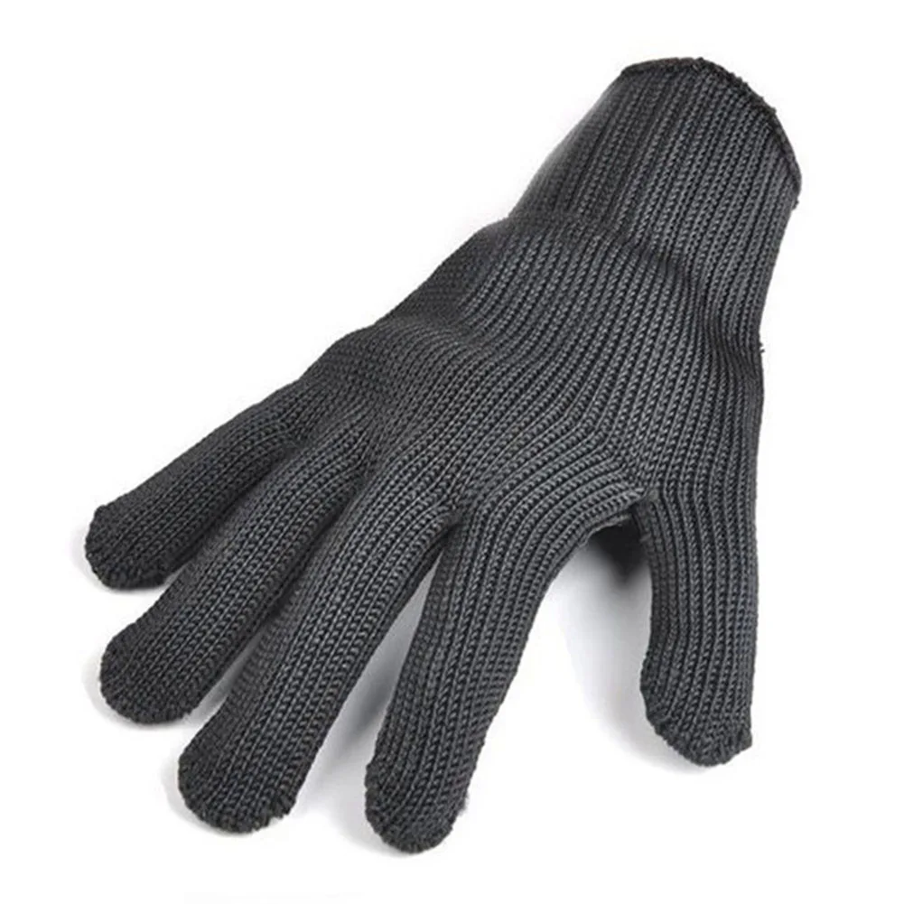 Спортивные рабочие перчатки с проволокой, защитные перчатки из нержавеющей стали, износостойкость, защитные перчатки#2 - Цвет: Черный